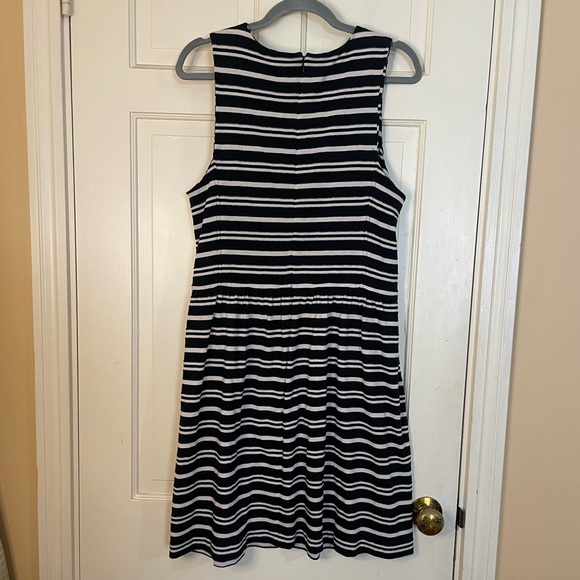 J Crew Black Cream Striped Sleeveless Dress - Women's Size Large - Picture 5 of 8